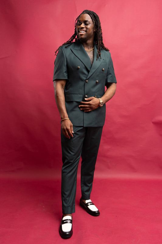 Mens Double Breasted Suit Short Sleeve